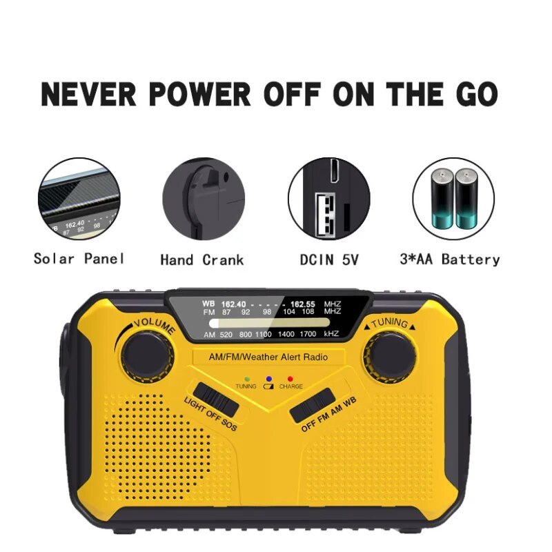 Multifunction Radio Hand Crank Solar USB FM Or AM Weather Radios Emergency Flashlight Power Bank Very Quality High Volume Radio