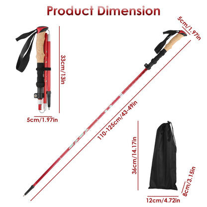 2Pcs Walking Sticks Collapsible Hiking Poles Folding Aluminum Trekking Poles Adjustable Hiking Sticks With EVA Foam Grips For Backpacking Hiking Mountain Climbing