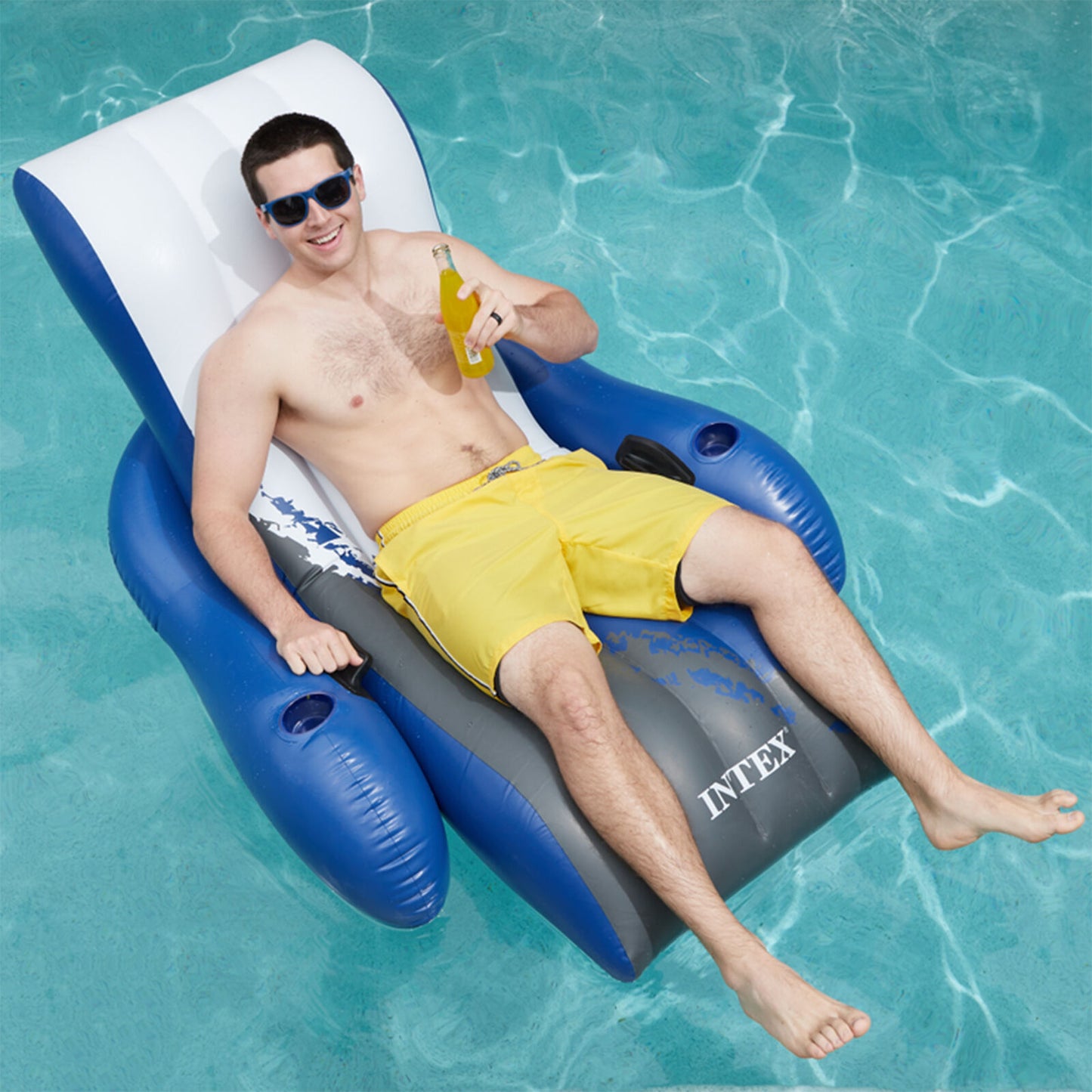 Single Folding Backrest Lounger Inflatable Floating Row Bed