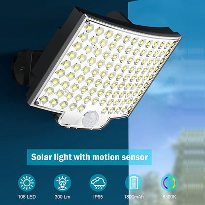 Solar Outdoor Lights Waterproof, LED Security Lights With 16.5 Ft Cable, Motion Sensor Lights, Flood Light For Streets, Courtyards,Parking Garages