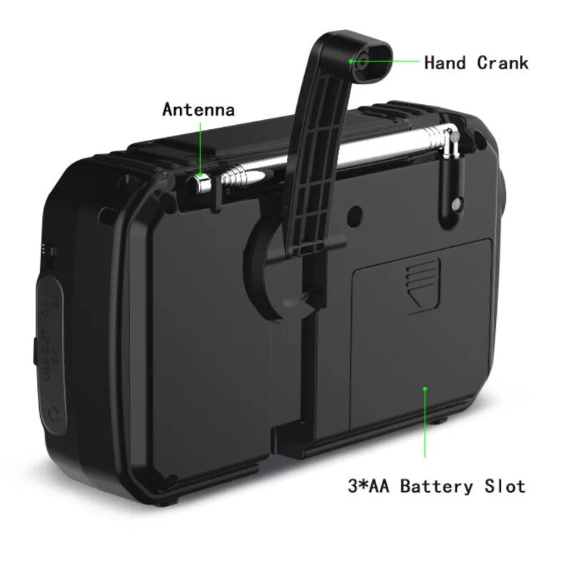 Multifunction Radio Hand Crank Solar USB FM Or AM Weather Radios Emergency Flashlight Power Bank Very Quality High Volume Radio
