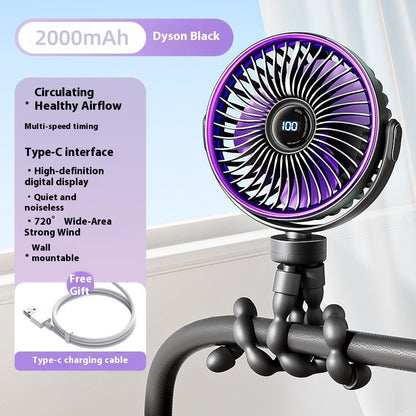 Mute Clip-on Portable Octopus Mini Stroller Fan