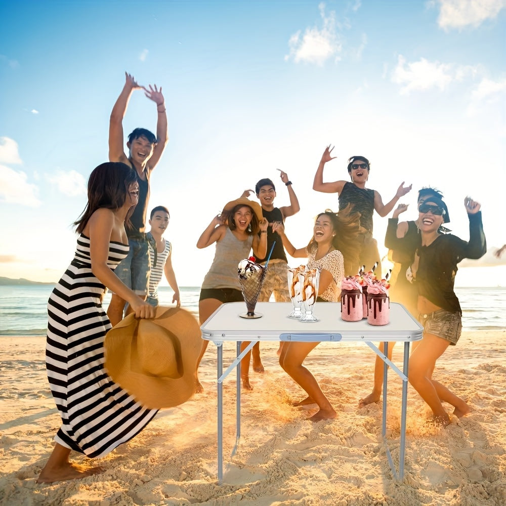 Aluminum Portable Folding Camping Table With Handle, Providing Extra Storage Space For Large Picnic Tables