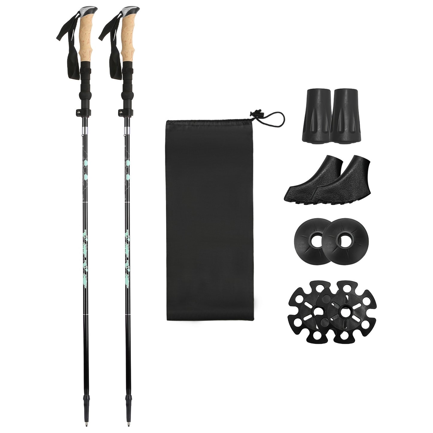 2Pcs Walking Sticks Collapsible Hiking Poles Folding Aluminum Trekking Poles Adjustable Hiking Sticks With EVA Foam Grips For Backpacking Hiking Mountain Climbing