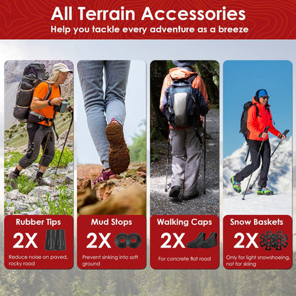 2Pcs Walking Sticks Collapsible Hiking Poles Folding Aluminum Trekking Poles Adjustable Hiking Sticks With EVA Foam Grips For Backpacking Hiking Mountain Climbing