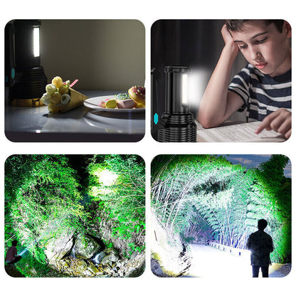 Rechargeable LED Flashlight, 8 Mode Searchlight, Spotlight, Portable, Super Bright