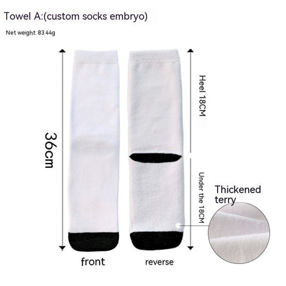 Thermal Transfer Blank Socks Embryo Socks